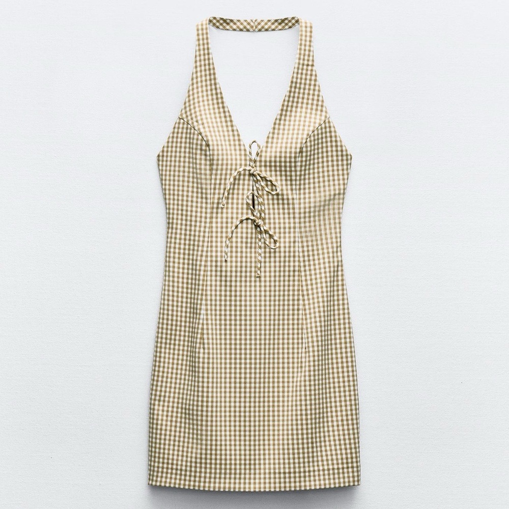 NWT Zara Gingham Halter Dress